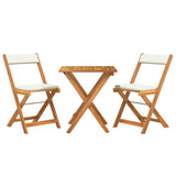 Set da Bistrò Pieghevole 3pz con Cuscini Legno Massello Acacia