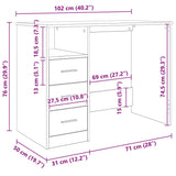 Scrivania con Cassetti Bianca 102x50x76 cm in Legno truciolato