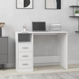 Scrivania con Cassetti Bianca 102x50x76 cm in Legno truciolato