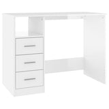 Scrivania Cassetti Bianco Lucido 102x50x76 cm Legno truciolato