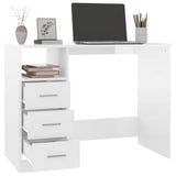 Scrivania Cassetti Bianco Lucido 102x50x76 cm Legno truciolato