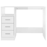 Scrivania Cassetti Bianco Lucido 102x50x76 cm Legno truciolato