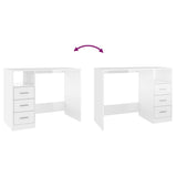 Scrivania Cassetti Bianco Lucido 102x50x76 cm Legno truciolato