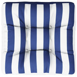 Cuscino per Pallet Strisce Bianche e Blu 50x50x12 cm in Tessuto