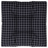 Cuscino per Pallet Motivo a Quadri Nero 70x70x12 cm in Tessuto