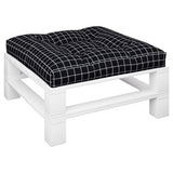 Cuscino per Pallet Motivo a Quadri Nero 70x70x12 cm in Tessuto