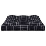 Cuscino per Pallet Motivo a Quadri Nero 70x70x12 cm in Tessuto