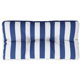 Cuscino per Pallet Strisce Bianche e Blu 80x40x12 cm in Tessuto