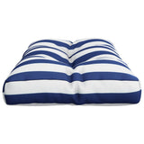 Cuscino per Pallet Strisce Bianche e Blu 80x40x12 cm in Tessuto