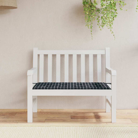 Cuscino Panca Giardino a Quadri Nero 120x50x4cm Tessuto Oxford