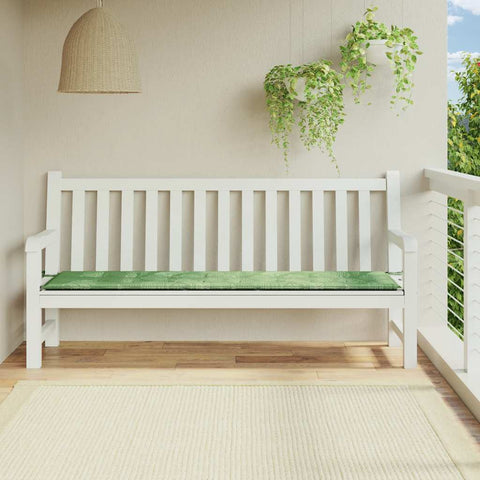 Cuscino Panca da Giardino Motivo a Foglie 200x50x4 cm Tessuto