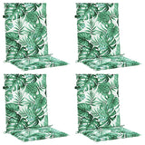 Cuscini per Sedia Schienale Basso 4 pz Motivo Foglie in Tessuto