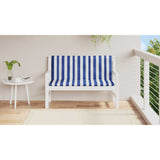 Cuscini Panca Giardino 2pz Righe Bianche Blu 120x50x7cm Tessuto