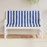 Cuscini Panca Giardino 2pz Righe Bianche Blu 120x50x7cm Tessuto