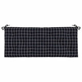 Cuscini Panca da Giardino 2pz a Quadri Nero 120x50x7 cm Tessuto