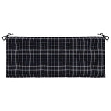 Cuscini Panca da Giardino 2pz a Quadri Nero 120x50x7 cm Tessuto