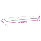 Cuscini Panca Giardino 2pz Righe Bianche Blu 150x50x7cm Tessuto