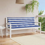 Cuscini Panca Giardino 2pz Righe Bianche Blu 150x50x7cm Tessuto