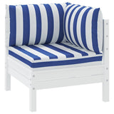 Cuscini per Pallet 3 pz Strisce Blu e Bianche Tessuto Oxford