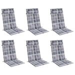 Cuscini Sedia Schienale Alto 6pz a Quadri Grigio Tessuto Oxford