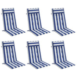 Cuscini Sedia Schienale Alto 6 pz Bianco e Blu Tessuto Oxford