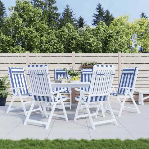 Cuscini Sedia Schienale Alto 6 pz Bianco e Blu Tessuto Oxford