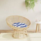 Cuscino Rotondo Righe Blu Bianche  60x11 cm in Tessuto Oxford