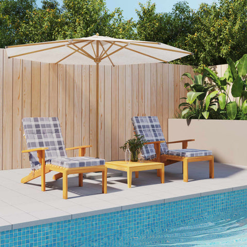 Cuscini Sedia Sdraio 2pz Motivo Quadri Grigio in Tessuto Oxford