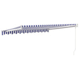 Tenda Sole Retrattile Blu e Bianca 3x2,5 m Tessuto e Alluminio