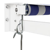 Tenda Sole Retrattile Blu e Bianca 3x2,5 m Tessuto e Alluminio