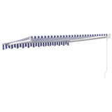 Tenda Sole Retrattile Blu e Bianca 3,5x2,5m Tessuto e Alluminio