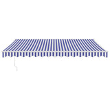 Tenda da Sole Retrattile Blu e Bianca 4x3 m Tessuto e Alluminio