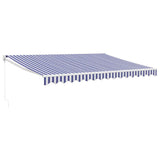 Tenda Sole Retrattile Blu e Bianca 4,5x3 m Tessuto e Alluminio