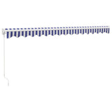 Tenda Sole Retrattile Blu e Bianca 4,5x3 m Tessuto e Alluminio