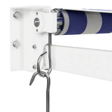 Tenda Sole Retrattile Blu e Bianca 4,5x3 m Tessuto e Alluminio