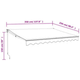 Tenda da Sole Retrattile Crema 3,5x2,5 m in Tessuto e Alluminio