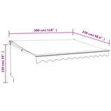 Tenda Retrattile Gialla e Bianca 3x2,5 m in Tessuto e Alluminio