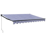 Tenda Sole Retrattile Blu e Bianca 3,5x2,5m Tessuto e Alluminio