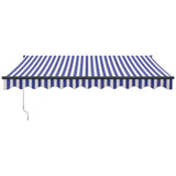 Tenda Sole Retrattile Blu e Bianca 3,5x2,5m Tessuto e Alluminio