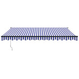 Tenda da Sole Retrattile Blu e Bianca 4x3 m Tessuto e Alluminio