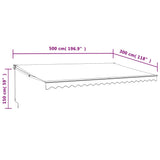 Tenda da Sole Retrattile Crema 5x3 m in Tessuto e Alluminio