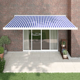 Tenda da Sole Retrattile Blu e Bianca 4x3 m Tessuto e Alluminio