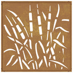 Decorazione Muro da Giardino 55x55 cm Erba in Acciaio Corten