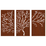 Decorazioni Muro Giardino 3pz 105x55 cm Albero Acciaio Corten