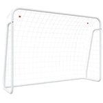 Porta da Calcio con Rete Bianca 214x75x152cm Acciaio Poliestere