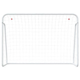 Porta da Calcio con Rete Bianca 214x75x152cm Acciaio Poliestere