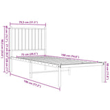 Giroletto senza Materaso con Testiera Metallo Bianco 75x190 cm