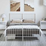 Giroletto con Testiera e Pediera Metallo Bianco 135x190 cm