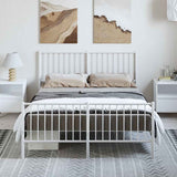 Giroletto con Testiera e Pediera Metallo Bianco 135x190 cm