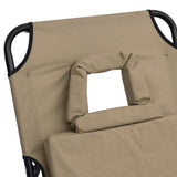 Lettino Prendisole Pieghevole Tortora Tessuto Oxford e Acciaio